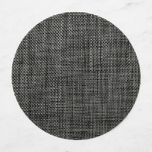Chilewich Basketweave Round Placemats Carbon Grey Set of 4 New in Box